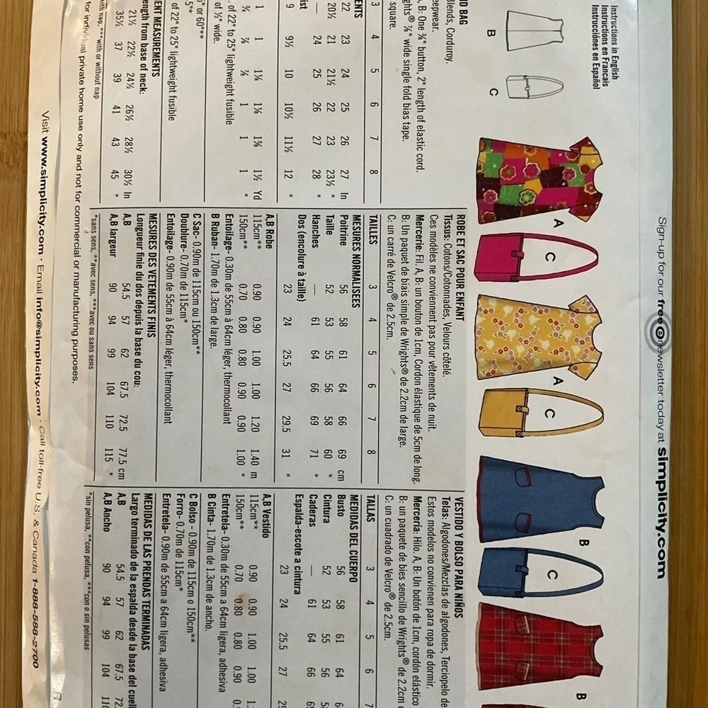 Simplicity 4927 Pattern Child’s Dress and Bag Size A 3-8 It’s So Easy